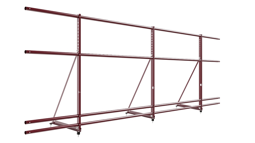 Ограждение кровельное NewLine H-90см, 3м, красное вино (RAL 3005), с двумя доп. трубами