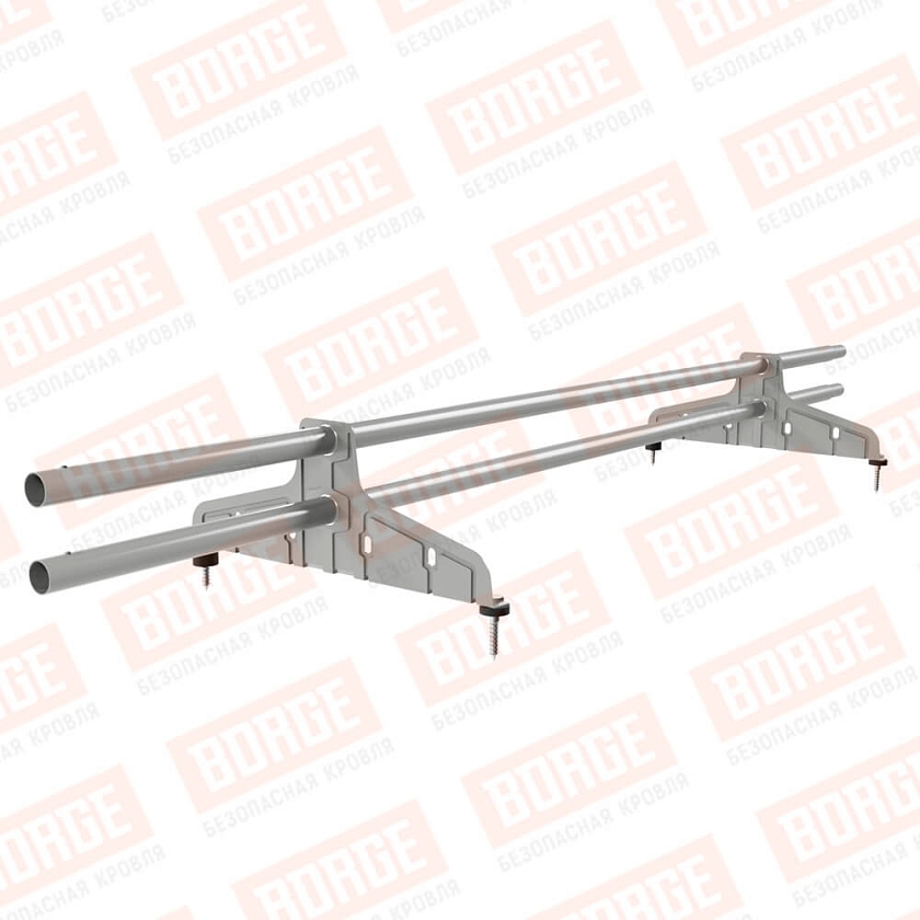 Снегозадержатель трубчатый Русский Рубеж D-25мм, 1,5м, 2 опоры, бело-алюминиевый (RAL 9006)