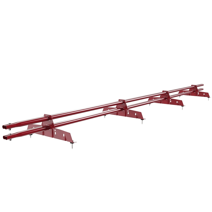 Снегозадержатель трубчатый Русский Рубеж 25х45мм, 3м, 4 опоры, рубиново-красный (RAL 3003)