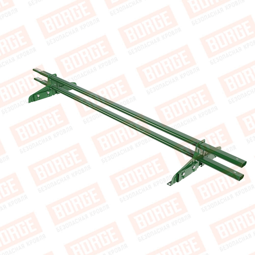 Снегозадержатель трубчатый Русский Рубеж 20х40мм, 1,5м, 2 опоры, для фальц. кровли, лиственно-зеленый (RAL 6002)