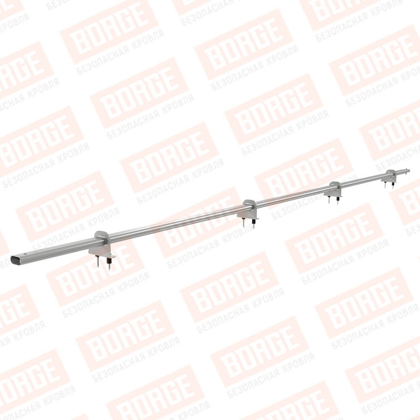 Снегозадержатель однотрубчатый BORGE 3м, 4 опоры, бело-алюминиевый (RAL 9006)