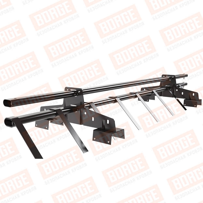 Снегозадержатель трубчатый BORGE 1,5м, 2 опоры, для профнастила Н-114, серо-коричневый (RAL 8019)