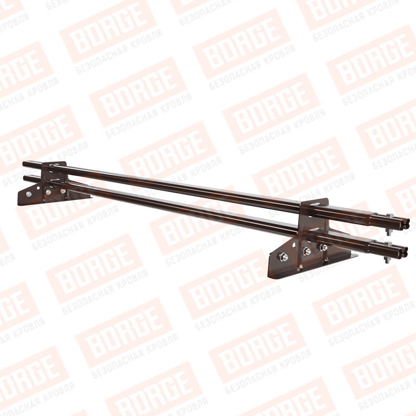 Снегозадержатель трубчатый BORGE 1,5м, 2 опоры, для фальцевой кровли, коричневый шоколад (RAL 8017 matt)