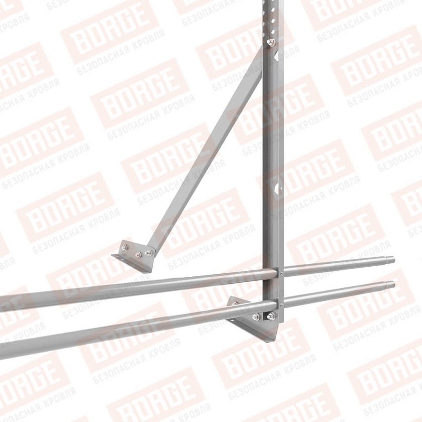 Ограждение кровельное Русский Рубеж H-120см, 3м, для фальцевой кровли, сигнально-серый (RAL 7004), с двумя доп. трубами