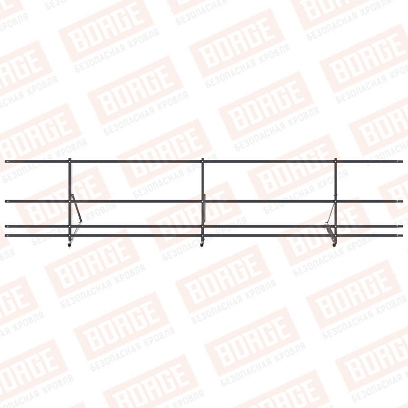 Ограждение декоративное NewLine H-60см, 3м, серый графит (RAL 7024), с двумя доп. трубами