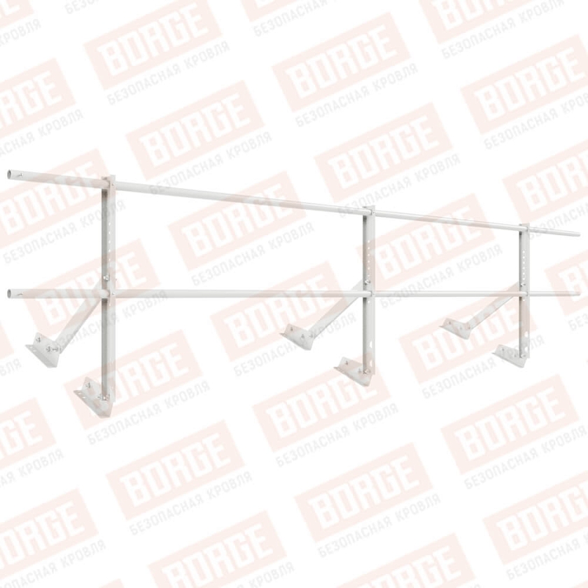 Ограждение кровельное Русский Рубеж H-60см, 3м, для фальцевой кровли, сигнально-белый (RAL 9003)