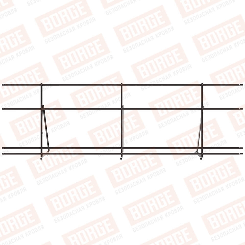 Ограждение кровельное Русский Рубеж H-90см, 3м, серо-коричневый (RR 32), с двумя доп. трубами