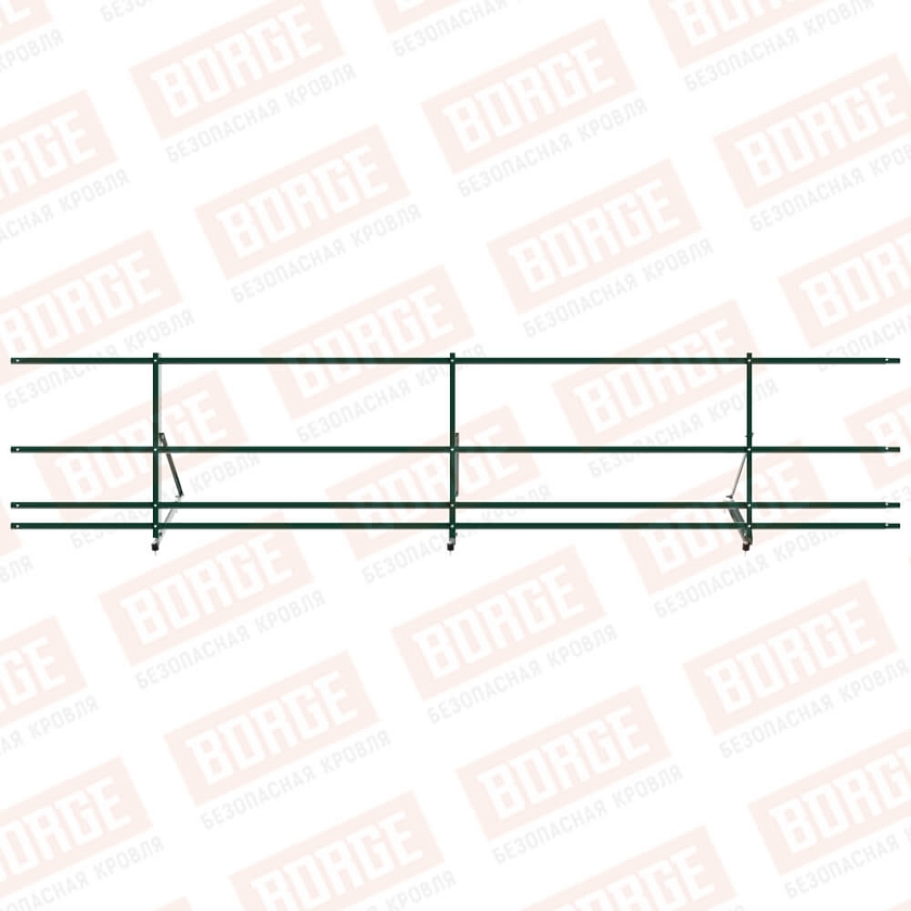 Ограждение декоративное NewLine H-60см, 3м, зеленый мох (RAL 6005), с двумя доп. трубами