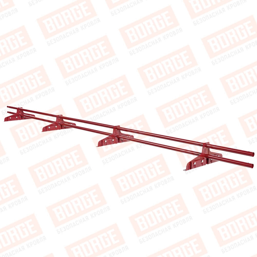 Снегозадержатель трубчатый Русский Рубеж D-25мм, 3м, 4 опоры, для фальц. кровли, рубиново-красный (RAL 3003)