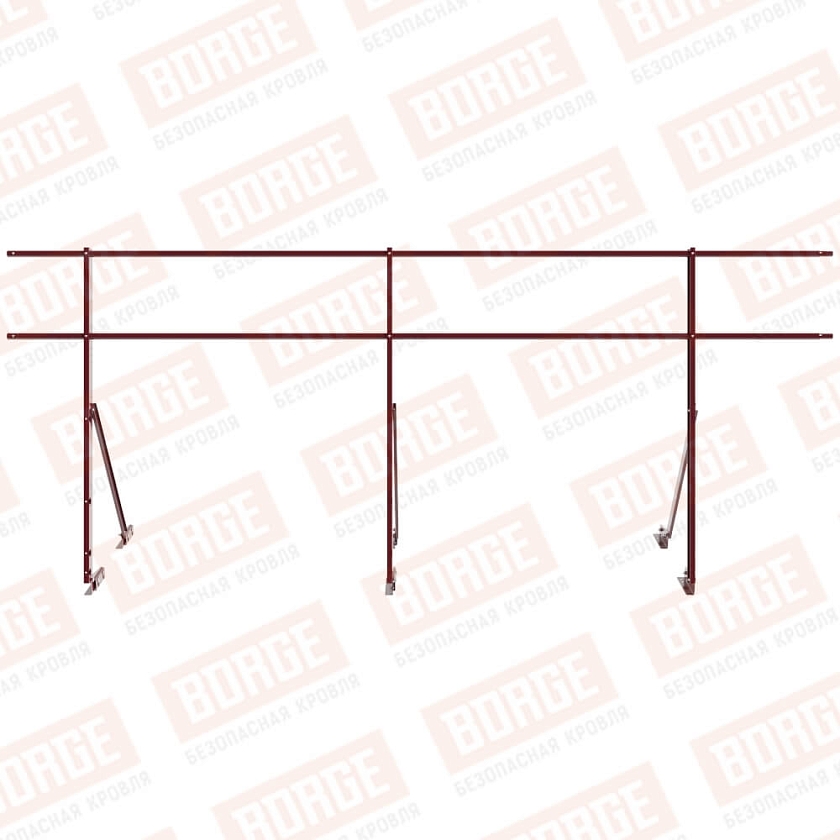 Ограждение кровельное Русский Рубеж H-120см, 3м, для фальцевой кровли, красное вино (RAL 3005)