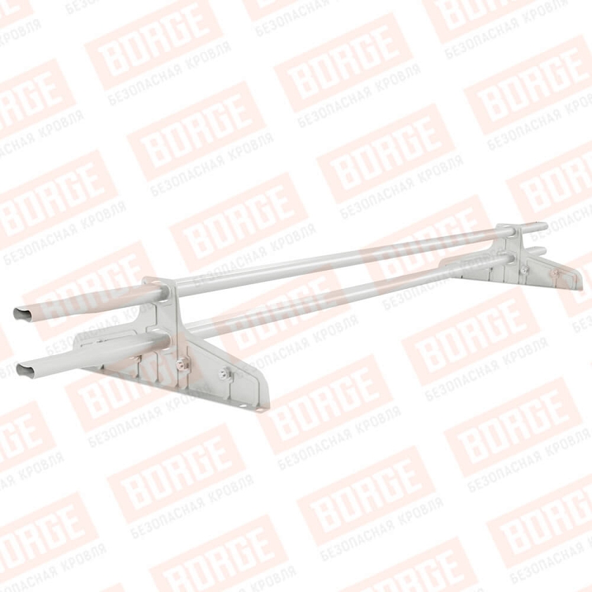 Снегозадержатель трубчатый Русский Рубеж 20х40мм, 1,5м, 2 опоры, для фальц. кровли, сигнально-белый (RAL 9003)