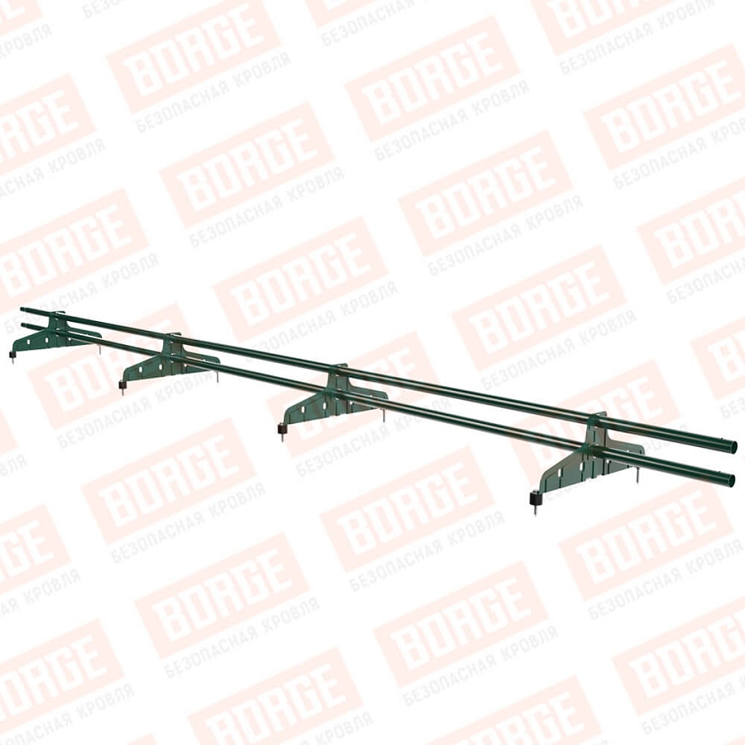 Снегозадержатель трубчатый Русский Рубеж D-25мм, 3м, 4 опоры, зеленый мох (RAL 6005)