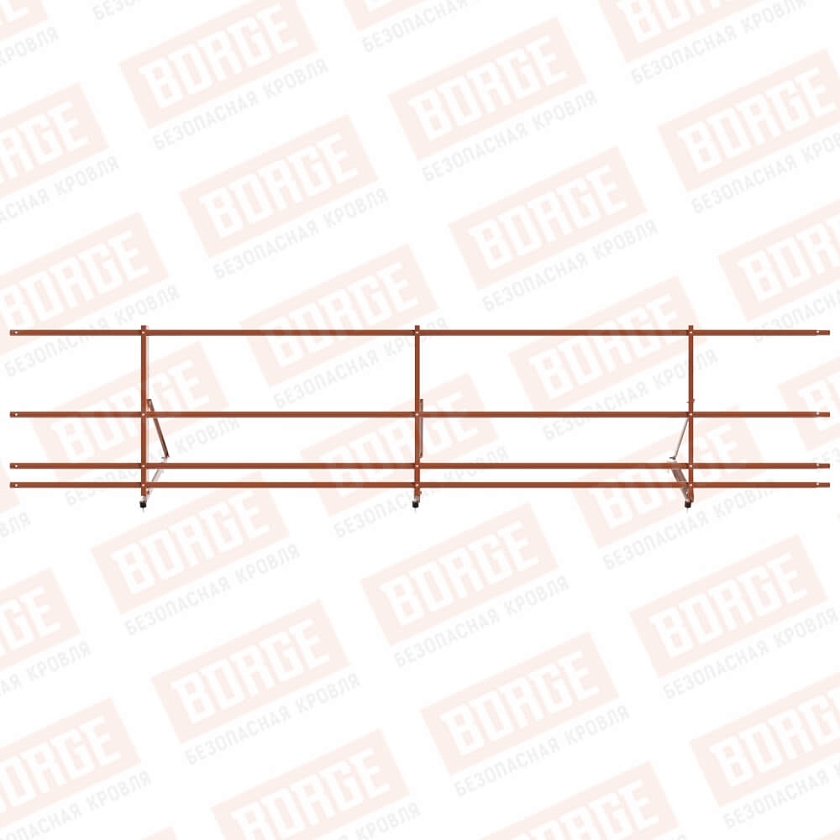 Ограждение декоративное NewLine H-60см, 3м, терракотовый (RAL 8004), с двумя доп. трубами