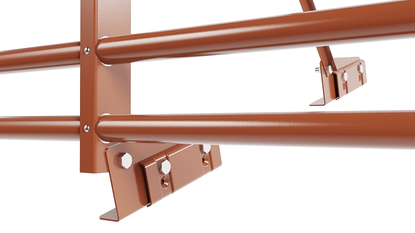 Ограждение кровельное NewLine H-120см, 3м, для фальц. кров., терракотовый (RAL 8004), с двумя доп. трубами