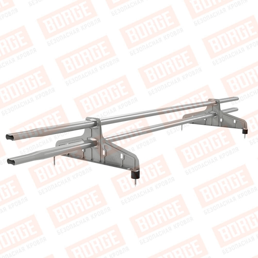 Снегозадержатель трубчатый Русский Рубеж 20х40мм, 1,5м, 2 опоры, бело-алюминиевый (RAL 9006)