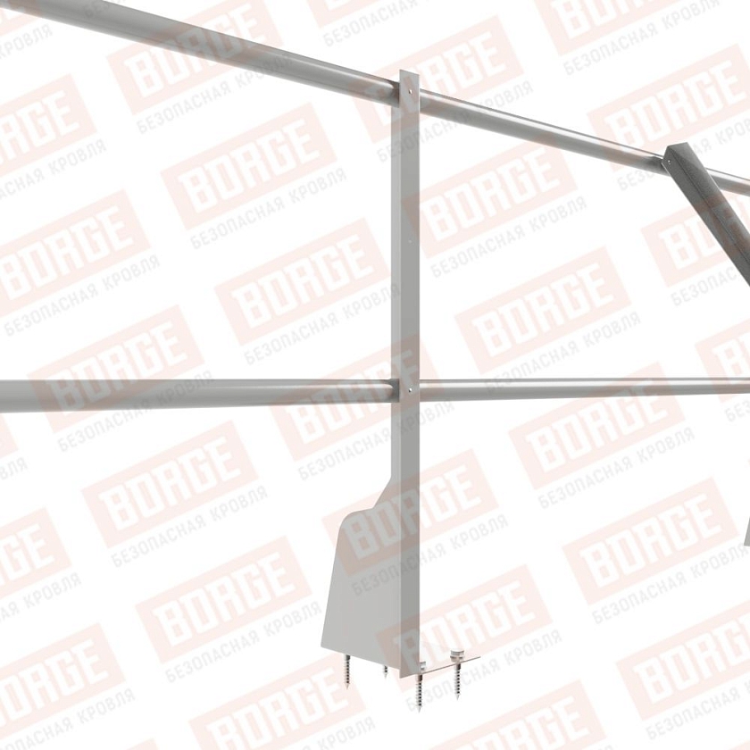 Ограждение плоских кровель NewLine Н-60, 3м, верхнее крепление, бело-алюминиевый (RAL 9006)