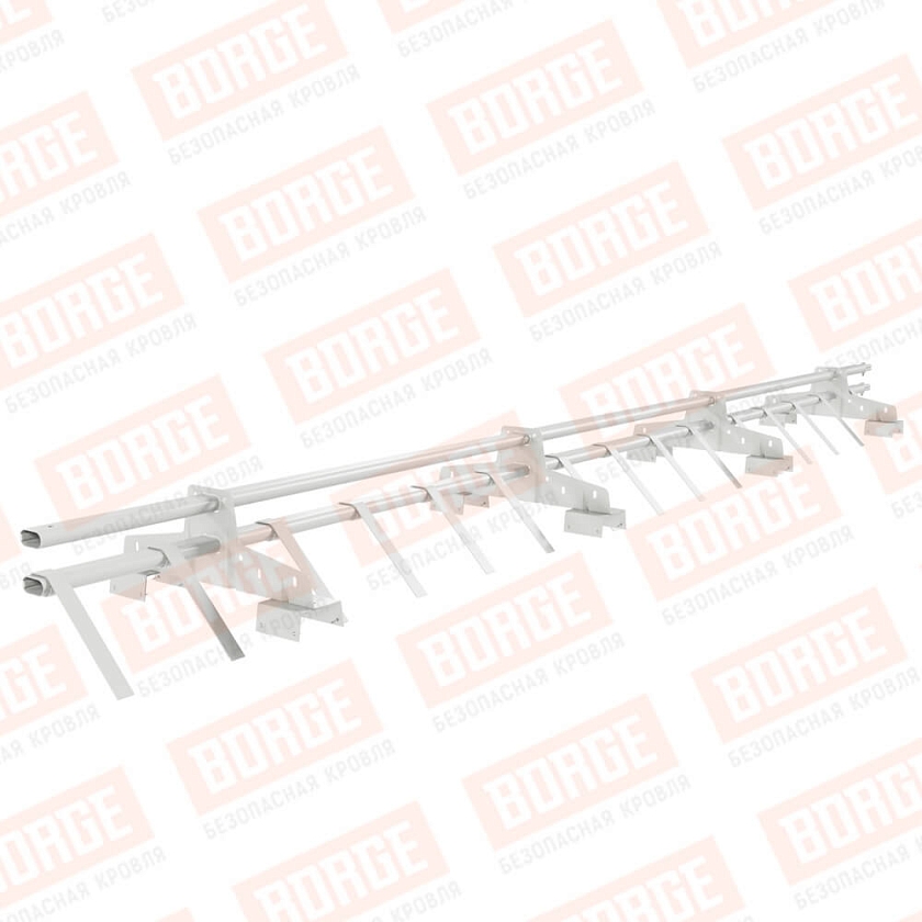 Снегозадержатель трубчатый BORGE 3м, 4 опоры, для профнастила Н-114, сигнально-белый (RAL 9003)