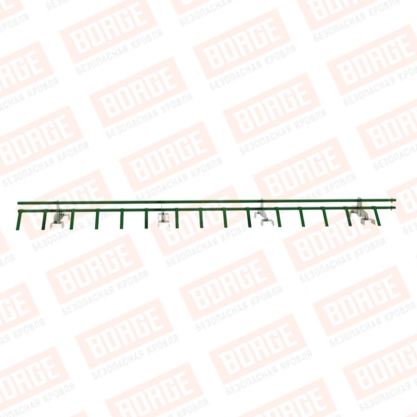 Снегозадержатель трубчатый BORGE 3м, 4 опоры, для профнастила Н-114, лиственно-зеленый (RAL 6002)