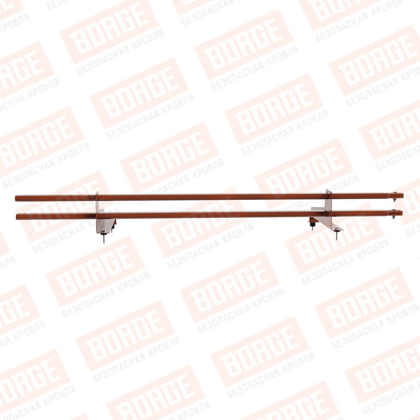 Снегозадержатель трубчатый BORGE 1,5м, 2 опоры, для МЧ с выс. ступ., терракотовый (RAL 8004), 350мм