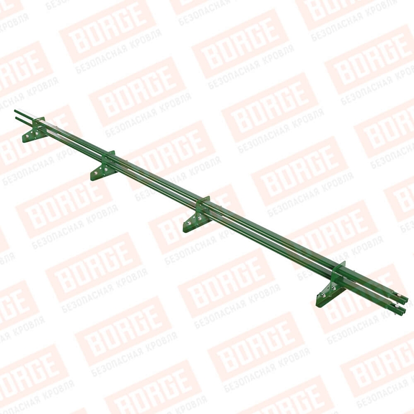 Снегозадержатель трубчатый BORGE 3м, 4 опоры, для фальцевой кровли, лиственно-зеленый (RAL 6002)
