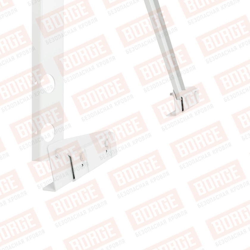 Ограждение кровельное Русский Рубеж H-90см, 3м, для фальцевой кровли, сигнально-белый (RAL 9003)