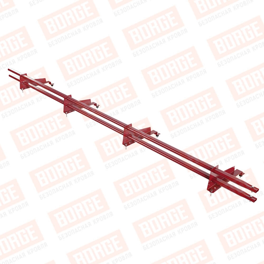 Снегозадержатель трубчатый Русский Рубеж 3м, 4 опоры, для МЧ с выс. ступенькой, рубиново-красный (RAL 3003), 350мм