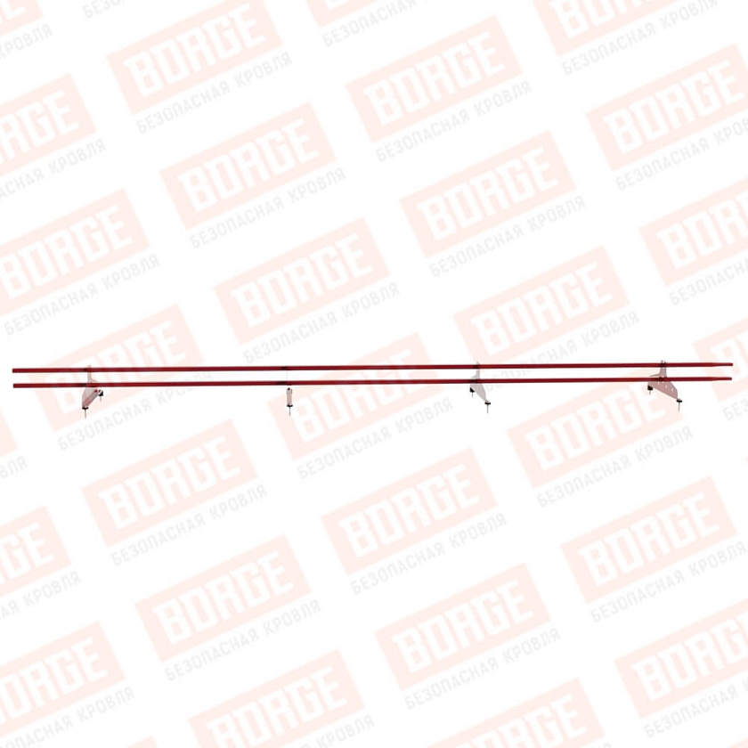 Снегозадержатель трубчатый NewLine 3м, 20х40мм, 4 опоры, рубиново-красный (RAL 3003)