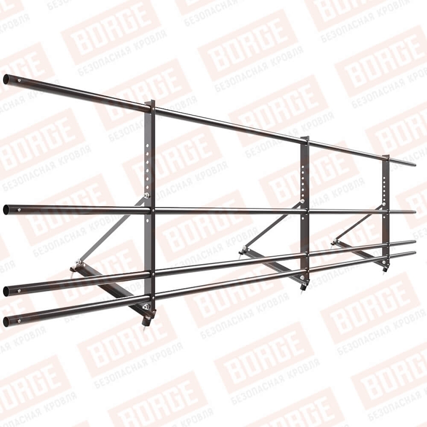 Ограждение декоративное NewLine H-60см, 3м, серо-коричневый (RAL 8019), с двумя доп. трубами