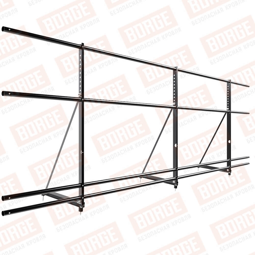 Ограждение декоративное NewLine H-90см, 3м, чёрный (RAL 9005), с двумя доп. трубами