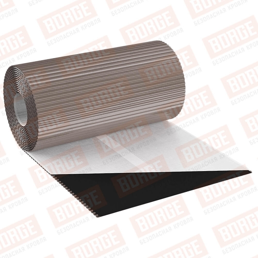 Лента примыкания алюминиевая BORGE, Классик 300мм, 5м, серо-коричневый (RAL 8019)