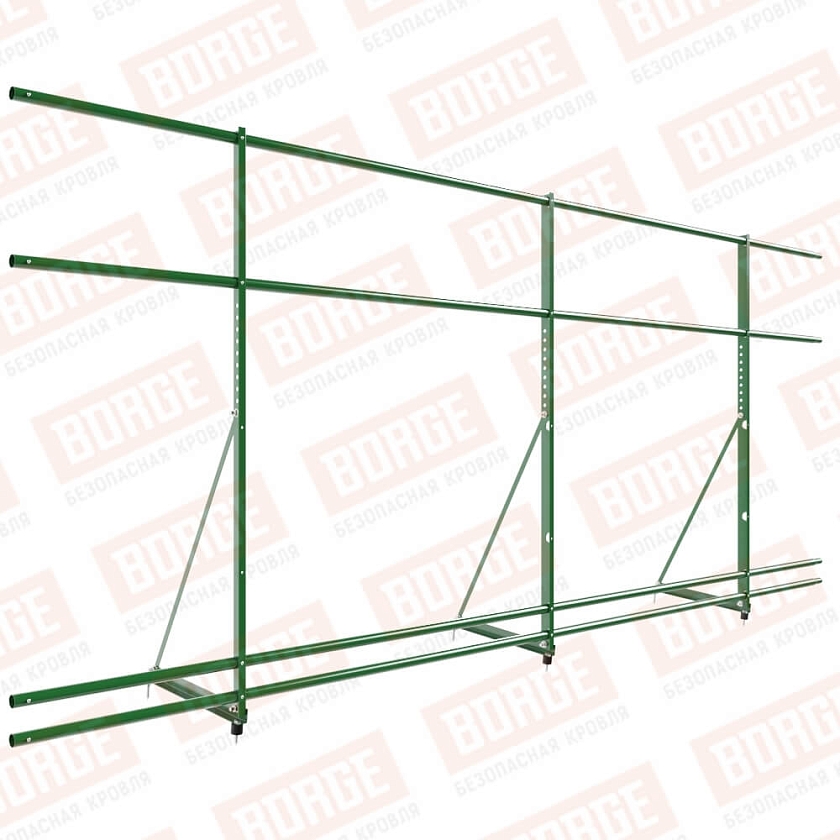 Ограждение декоративное NewLine H-120см, 3м, лиственно-зеленый (RAL 6002), с двумя доп. трубами