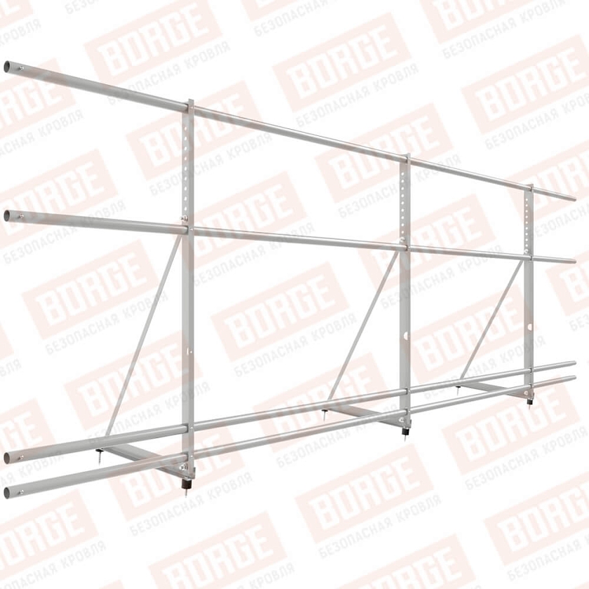 Ограждение декоративное NewLine H-90см, 3м, бело-алюминиевый (RAL 9006), с двумя доп. трубами