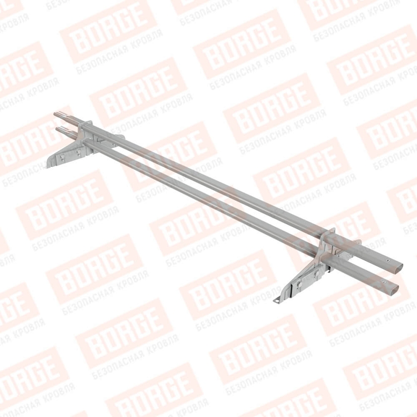 Снегозадержатель трубчатый Русский Рубеж 20х40мм, 1,5м, 2 опоры, для фальц. кровли, бело-алюминиевый (RAL 9006)