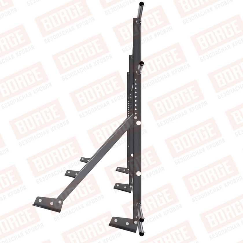 Ограждение кровельное Русский Рубеж H-120см, 3м, для фальцевой кровли, серый графит (RAL 7024), с двумя доп. трубами