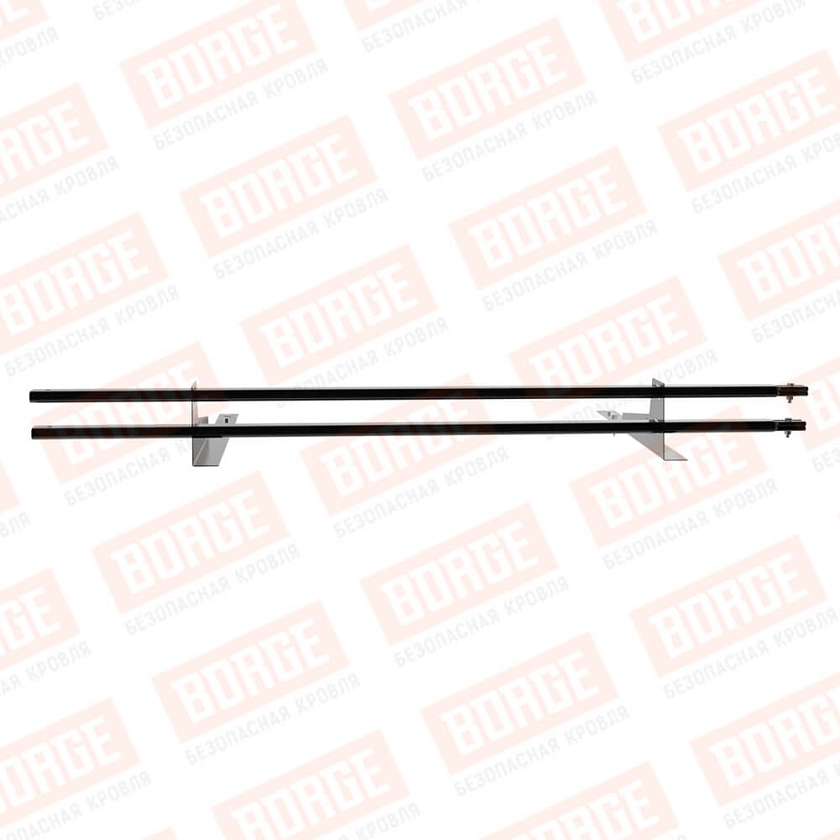 Снегозадержатель трубчатый BORGE 1,5м, 2 опоры, для гибкой черепицы,  чёрный (RAL 9005 matt)