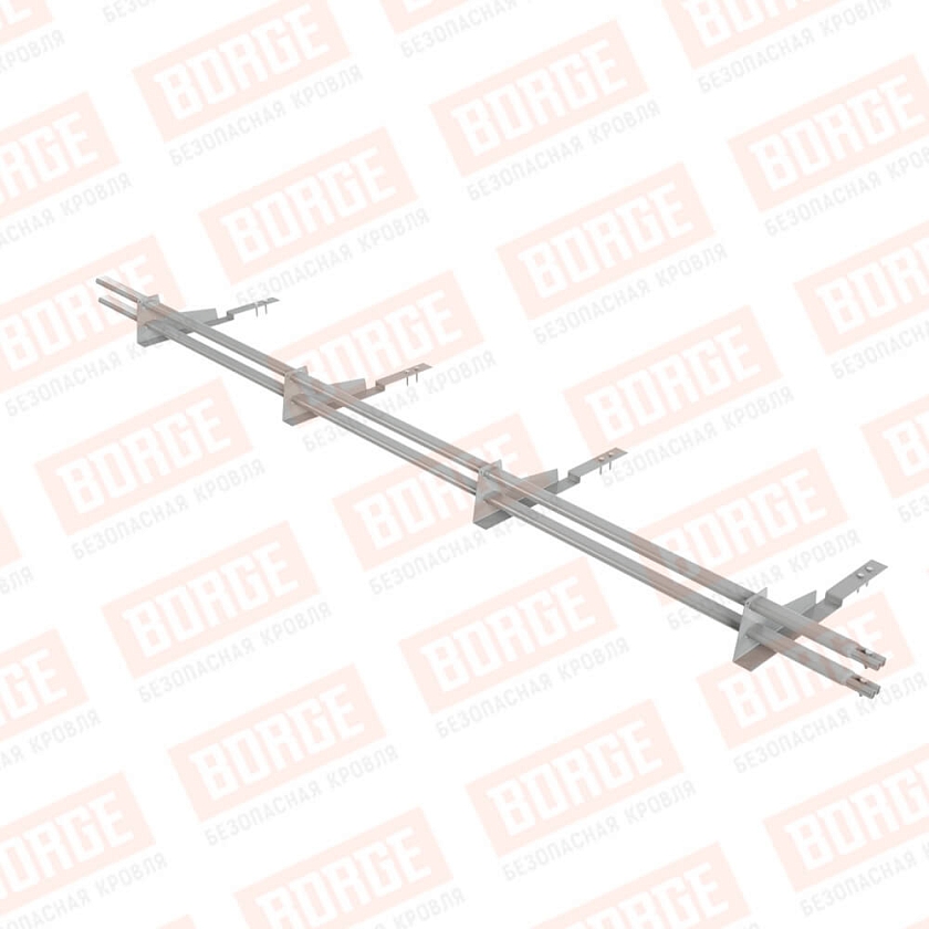 Снегозадержатель трубчатый BORGE 3м, 4 опоры, для композитной черепицы, бело-алюминиевый (RAL 9006)