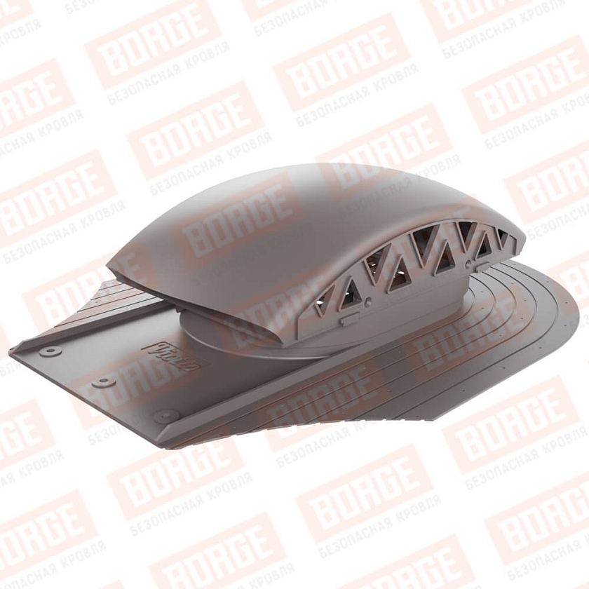 Вентилятор подкровельный Viotto, для мягкой кровли при монтаже, серо-коричневый (RAL 8019). Черепаха