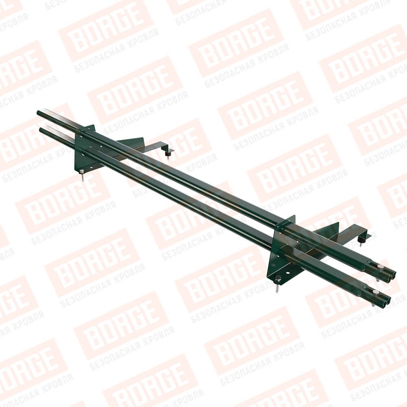 Снегозадержатель трубчатый BORGE 1,5м, 2 опоры, для МЧ с выс. ступ., зеленый мох (RAL 6005), 400мм