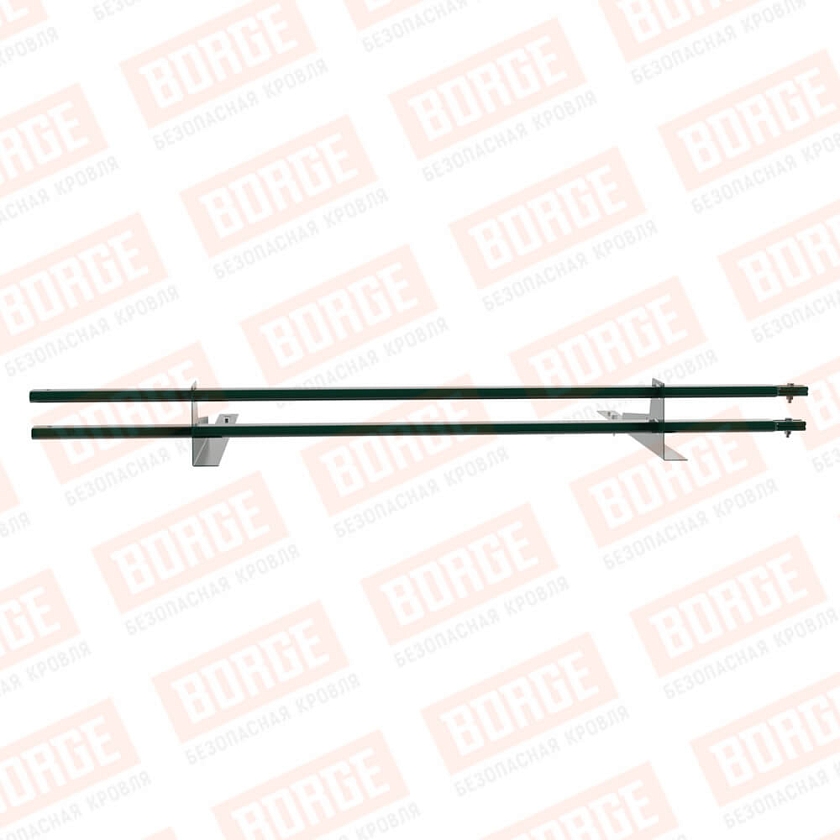 Снегозадержатель трубчатый BORGE 1,5м, 2 опоры, для гибкой черепицы,  зеленый мох (RAL 6005)