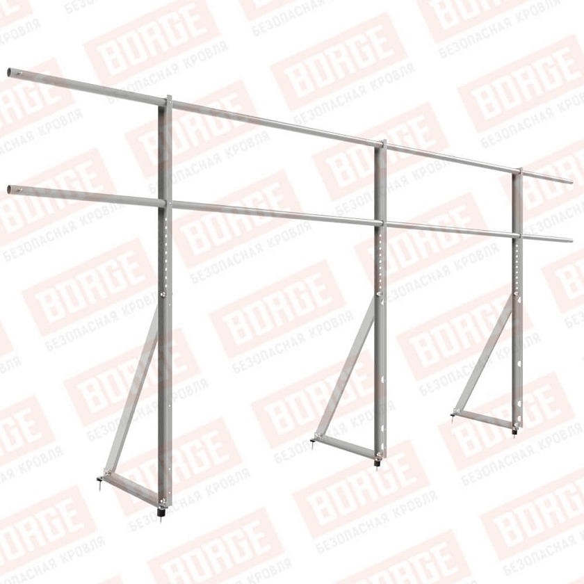 Ограждение кровельное Русский Рубеж H-120см, 3м, бело-алюминиевый (RAL 9006)