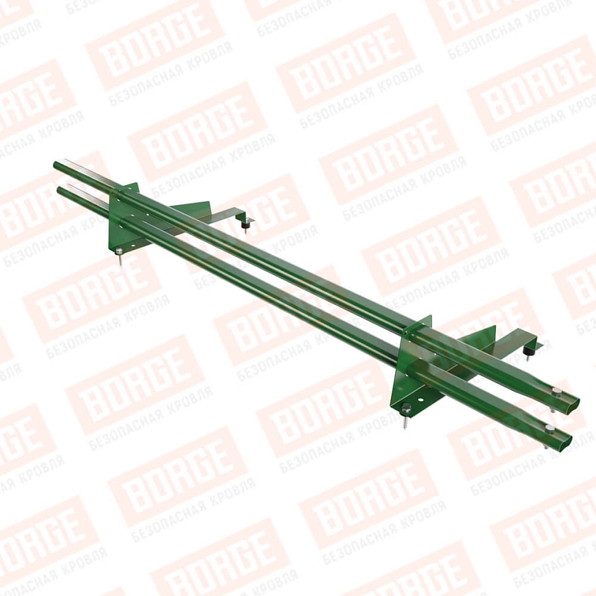 Снегозадержатель трубчатый Русский Рубеж 1,5м, 2 опоры, для МЧ с выс. ступ., лиственно-зеленый (RAL 6002), 400мм