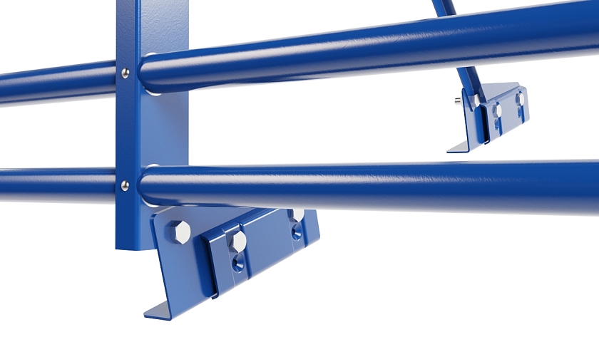 Ограждение кровельное NewLine H-120см, 3м, для фальц. кров., сигнально-синий (RAL 5005), с двумя доп. трубами