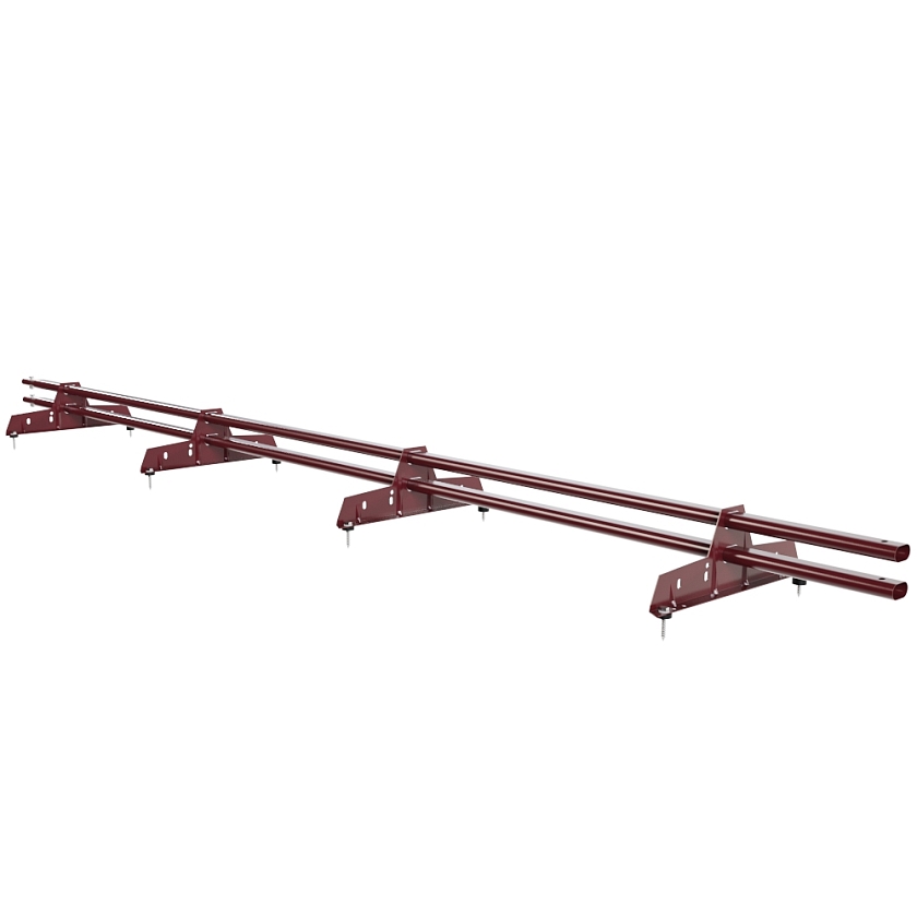 Снегозадержатель трубчатый Русский Рубеж 25х45мм, 3м, 4 опоры, красное вино (RAL 3005)