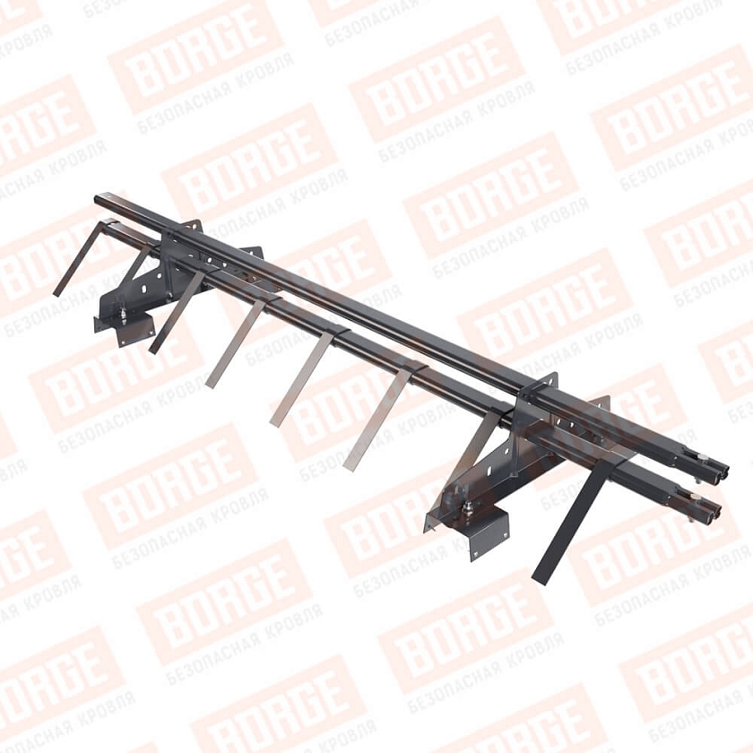 Снегозадержатель трубчатый BORGE 1,5м, 2 опоры, для профнастила Н-114, серый графит (RAL 7024)