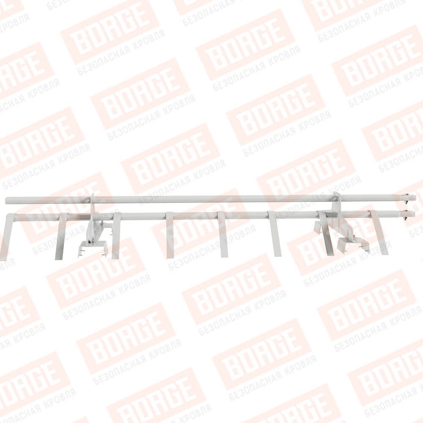 Снегозадержатель трубчатый BORGE 1,5м, 2 опоры, для профнастила Н-114, сигнально-белый (RAL 9003)