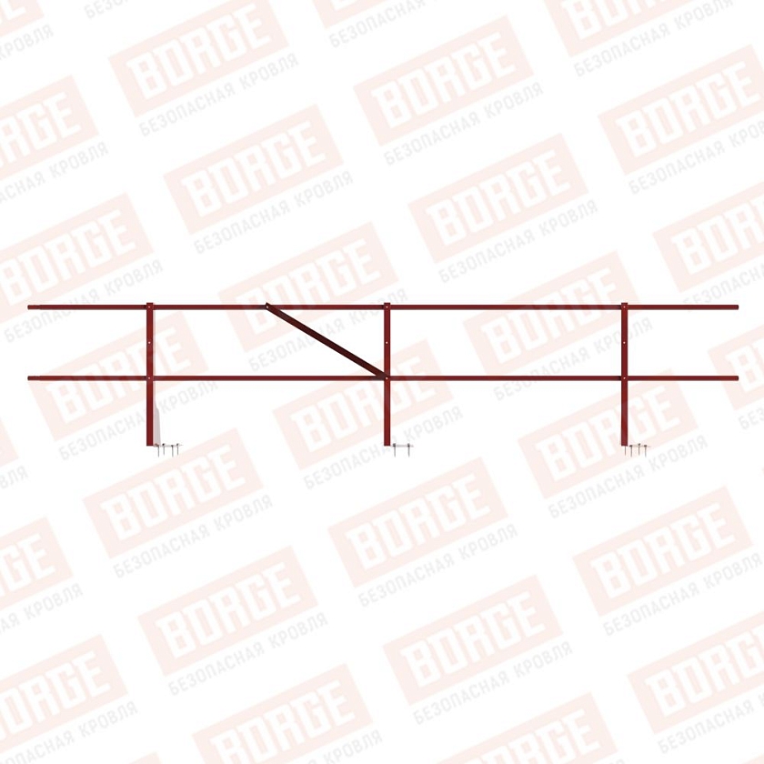 Ограждение плоских кровель NewLine Н-60, 3м, верхнее крепление, коричнево-красный (RAL 3011)