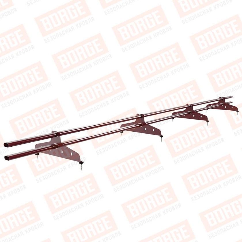 Снегозадержатель трубчатый NewLine 3м, 20х40мм, 4 опоры, красное вино (RAL 3005)