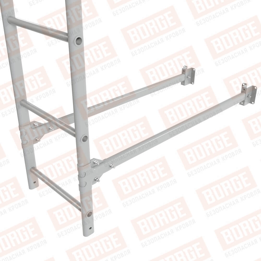 Комплект лестница фасадная BORGE (верхняя секция), 1,8м, бело-алюминиевый (RAL 9006)