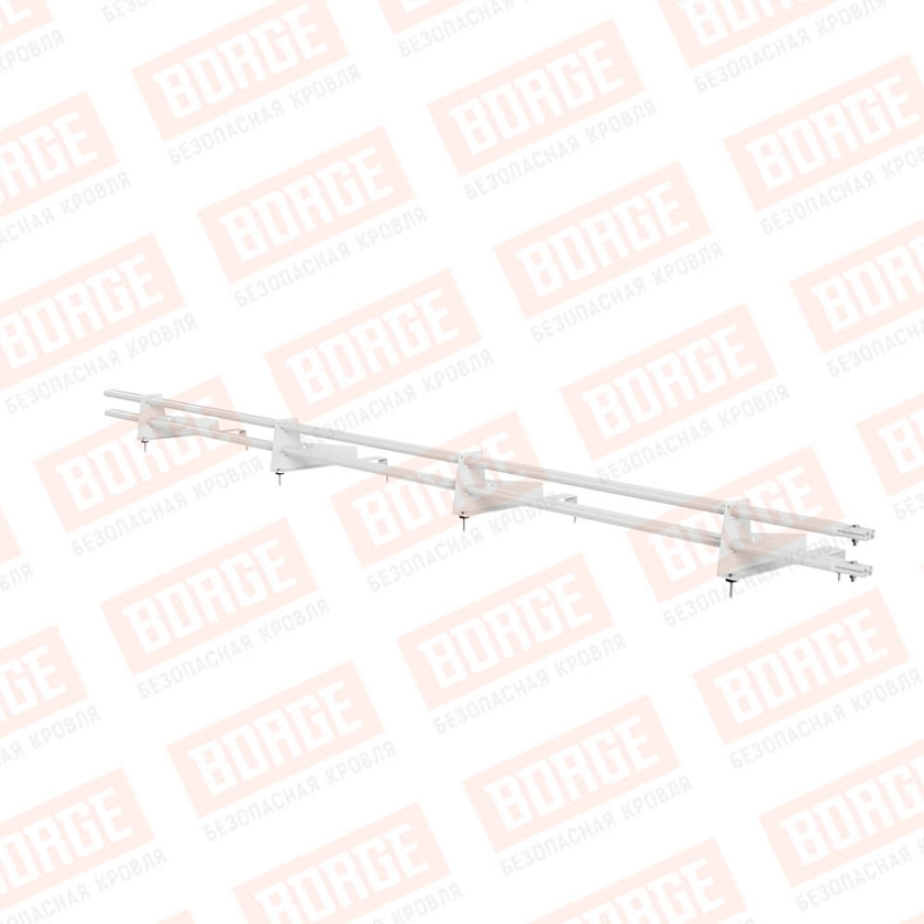 Снегозадержатель трубчатый BORGE 3м, 4 опоры, для МЧ с выс. ступ., сигнально-белый (RAL 9003), 400мм