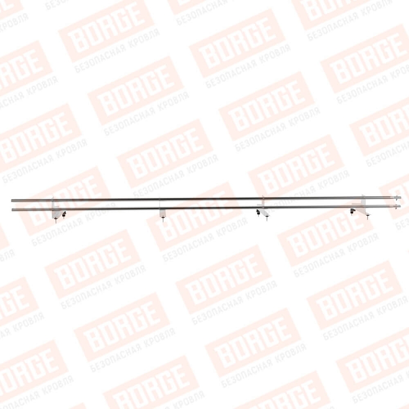 Снегозадержатель трубчатый Русский Рубеж 3м, 4 опоры, для МЧ с выс. ступенькой, цинк, 350мм